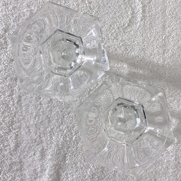 Vintage Clear Cut Glass Candle Holders x2 - Picture 6 of 9